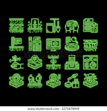 Soil Testing Nature neon light sign vector. Soil Testing Equipment And Ph Device, Laboratory Analyzing And Using Pesticides Illustrations