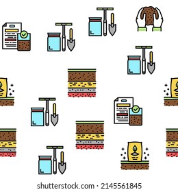 Soil Testing Nature Vector Seamless Pattern Thin Line Illustration