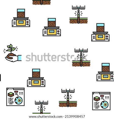 Soil Testing Nature Vector Seamless Pattern Thin Line Illustration