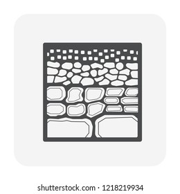 Soil testing and tool icon, black color.