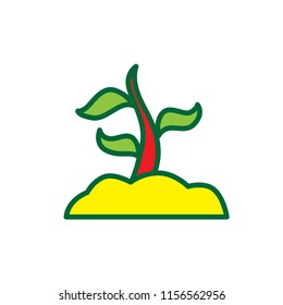 soil and tree icon flat color