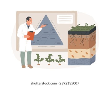 Soil type isolated concept vector illustration. Gardening and agronomy, agricultural practice, soil type test, classification system, efficient land use, determine particle size vector concept.