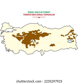 Soil types, distribution, decomposition, marked on the map turkey map