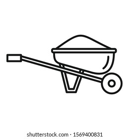 Soil wheelbarrow icon. Outline soil wheelbarrow vector icon for web design isolated on white background