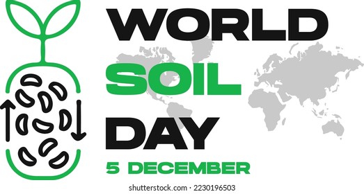 soil world day with plant and world map. For Poster, Banner, Card Invitation, Social Media
