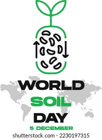 soil world day with plant and world map square. For Poster, Banner, Card Invitation, Social Media