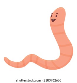 Karikaturvektor für den Bodenwurm. Gehender Garten. Rotes Maskottchen