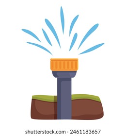 Soil yard irrigation icon cartoon vector. Sprinkler system. Smart irrigate