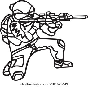Soilder Vector Clip Art, Black and White
