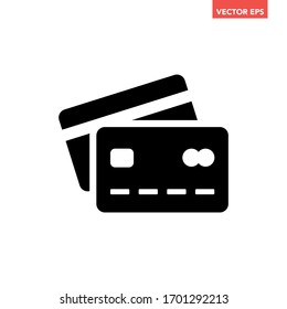 Soiled black 2 multi premium credit cards icon, simple digital ecommerce transaction flat design infographic pictogram vector, app logo web button ui ux interface elements isolated on white background