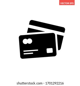 Soiled black 2 multi premium credit cards icon, simple digital ecommerce transaction flat design infographic pictogram vector, app logo web button ui ux interface elements isolated on white background