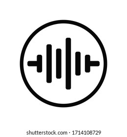 Soiled black round sound waves icon, simple digital flat design vector pictogram vector for app ads logotype web website button ui ux interface elements isolated on white background