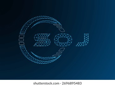 SOJ low poly letter logo vector design. SOJ lower poly logo design. Low poly logo.