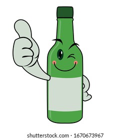 Soju or Beer Bottle Funny Cartoon  Character
