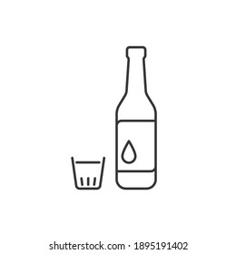 Soju bottle and glass Vector minimal icon  It is famous clear  colorless distilled beverage Korean origin