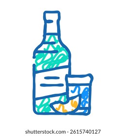 soju bottle korean cuisine doodle icon sketch vector. soju bottle korean cuisine sign. isolated symbol illustration