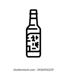 soju bottle korean cuisine line icon vector. soju bottle korean cuisine sign. isolated contour symbol black illustration