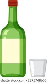 Soju Bottle and Shot Glass illustration