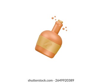  Icono de botella de bebida Soju Ilustración 3D Render