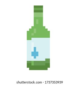 Soju, famous clear, colorless distilled beverage of Korean origin. icon in 8 bit style