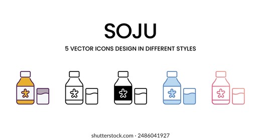 Soju Icons different style vector stock illustration