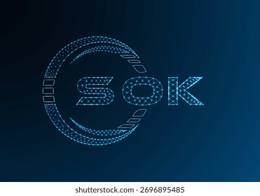 Diseño de Vector de logotipo de letra de polietileno SOK bajo. Diseño de logotipo de poliéster inferior SOK. Logotipo de poliéster bajo.