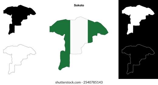Conjunto de mapa de esquema del estado de Sokoto