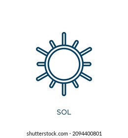 sol icon. Thin linear sol outline icon isolated on white background. Line vector sol sign, symbol for web and mobile