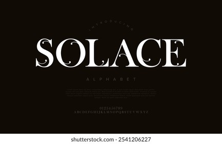 Solace tipografia beleza moda elegante minimalista serif italic fontes decorativo casamento vintage retro logos. Logotipo de fonte de luxo mínimo alfabeto. Ilustração vetorial