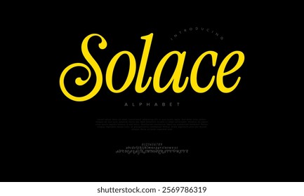 Solace typography beauty fashion elegant minimalist serif italic fonts decorative wedding vintage retro logos. Minimal luxury font alphabet logo. Vector illustration