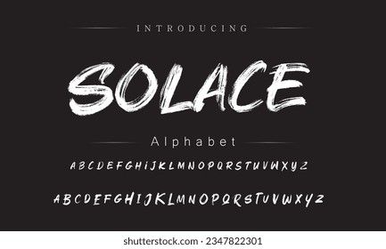 Solace vector brush style font, alphabet, typeface