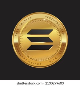 Solana altcoin Kryptowährung Symbol goldene Münze. Vektorgrafik für Banner, Poster, Artikel, Titeldesign, Web und Druck.