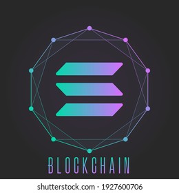 Solana blockchain concept. Colorful gradient logo isolated on dark background.