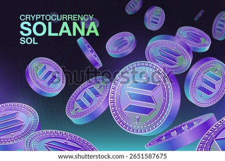 Solana Coin, Cryptocurrency, SOL, Digital Money, Trade, Vector Illustration Banner Background
