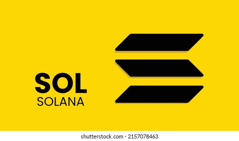 Solana coin SOL cryptocurrency 3d logo isolated on yellow background with copy space. vector illustration of Solana coin banner design concept.