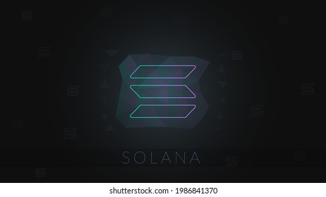 Solana cryptocurrency colorful gradient logo with polygonal shape on dark background.