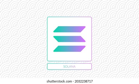 Solana cryptocurrency colorful logo isolated on white pattern background.