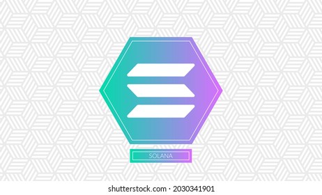 Solana cryptocurrency logo isolated on gradient pattern background.