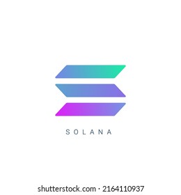 Solana logo coin icon. Isolated solana cryptocurrency token vector icon. Sol blockchain crypto bank