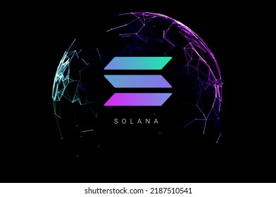 Solana logo coin icon. Isolated solana cryptocurrency token vector icon. Sol blockchain crypto bank