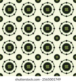 Solana logo coin seamless pattern. Solana cryptocurrency token vector icon. Sol blockchain crypto bank