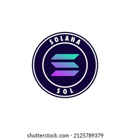 Solana round logo icon. sign payment symbol. Crypto coin currency emblem circle vector illustration isolated on white background