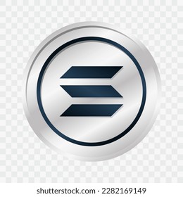 Señal de Solana. Ilustración vectorial aislada. Tecnología de cadena de bloqueo, símbolo cripto de moneda. Icono de dinero virtual para negocios, finanzas, comercio global, pago. Ilustración de monedas