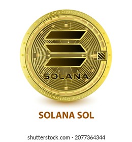SOLANA SOL 3D Vector illustration Silver golden on white background. Coins cryptocurrency blockchain (crypto currency) digital currency, alternative currency . Future currency replacement technology.