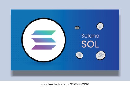 Solana SOL banner template. Vector illustration of Cryptocurrency concept banner design. Solana is a decentralized blockchain built technology to scale and build applications.