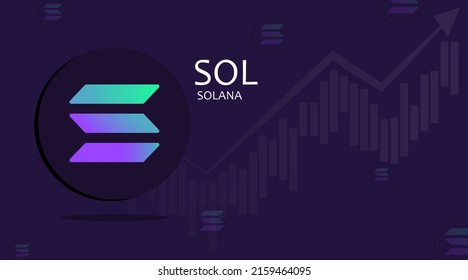 Solana SOL. Chart Background Concept Cryptocurrency.