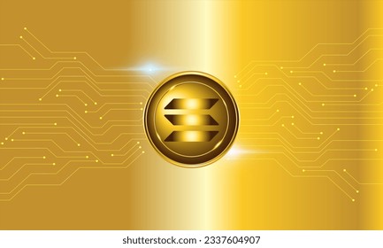 Solana (SOL) Coin Technology  logo with circuit lines vector background design. Solana Coin  technology Token  currency vector illustration blockchain technology concept