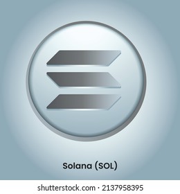 Solana SOL crypto coin metallic badge and sticker template. Cryptocurrency icon and symbol vector illustration