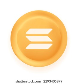 Solana (SOL) crypto currency 3D coin vector illustration isolated on white background. Can be used as virtual money icon, logo, emblem, sticker and badge designs. svg
