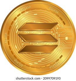 Solana (SOL) crypto currency gold coin.Digital money exchange.